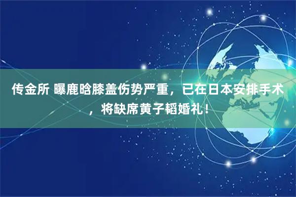 传金所 曝鹿晗膝盖伤势严重，已在日本安排手术，将缺席黄子韬婚礼！