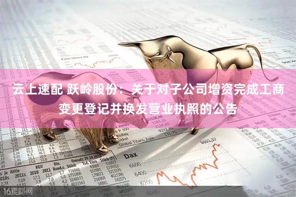 云上速配 跃岭股份：关于对子公司增资完成工商变更登记并换发营业执照的公告